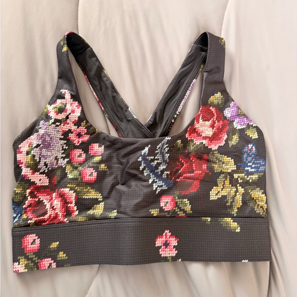 Greyson Floral Sports Bra - Black and Multicolor